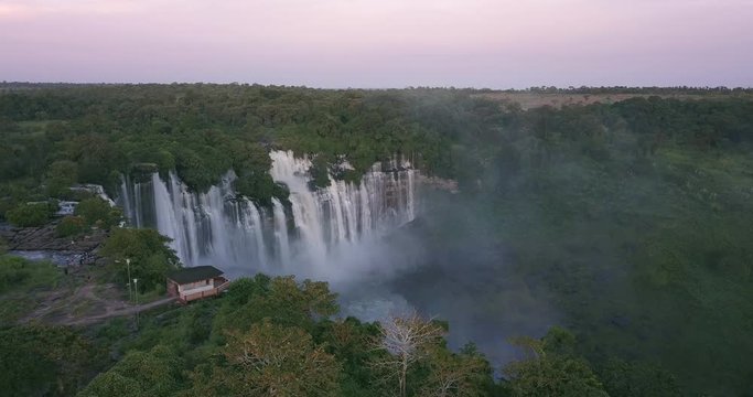 Aerial footage of beautiful Calandula waterfalls, Malanje, Angola.
