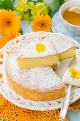 Italian sweet cake Torta Margherita with icing sugar