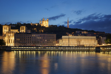 View of Lyon by night. France.