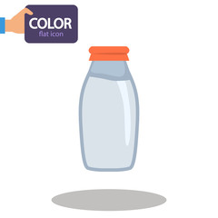 Bottle of milk color flat icon