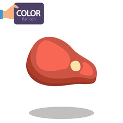 A piece of steak color flat icon