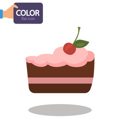 Slice of cake with cream color flat icon