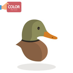 Duck head flat color icon