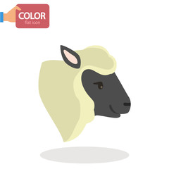 Lamb's head flat color icon