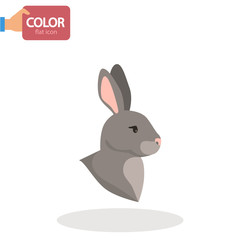 Rabbit head flat color icon