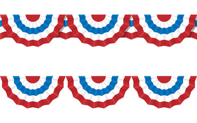 Round bunting decoration, vector set for american Independence d