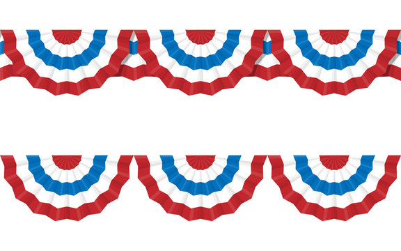 Round bunting decoration, vector set for american Independence d