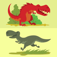 Dinosaurs vector dino animal tyrannosaurus t-rex danger creature force wild jurassic predator prehistoric extinct illustration.