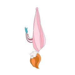 illustration of a cute girl doing aerial yoga