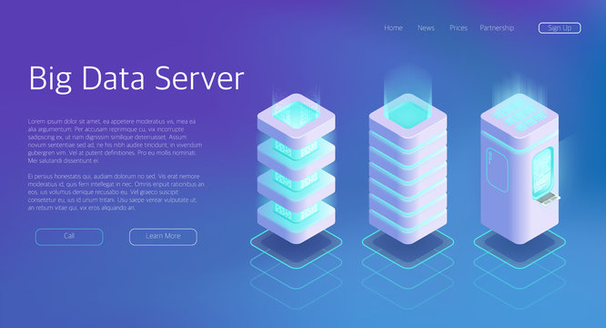 3d Vector Isometric Set of Big Data Center Server