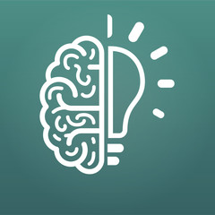 brain and lightbulb, big idea icon. Vector illustration isolated on modern background.