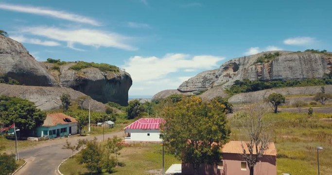 Aerial shot of Pungo Andongo stones in Malanje, Africa, Angola.