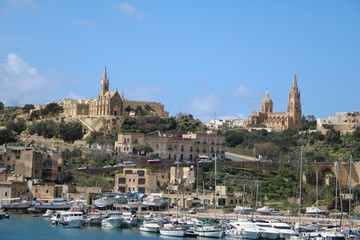 Obraz premium Harbor town of Mġarr in Gozo Island Malta at Mediterranean Sea 