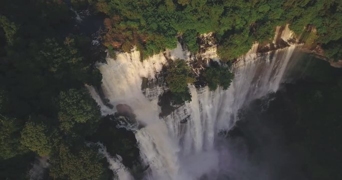 Aerial footage of beautiful Calandula waterfalls, Malanje, Angola.