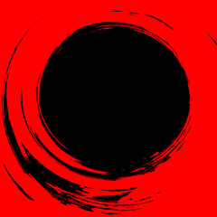 Vector illustration. A circle drawn in red paint on a black background
