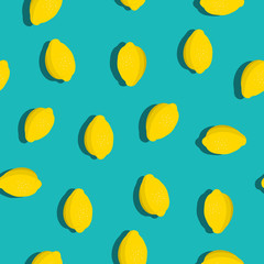 Lemons background. Hand drawn citrus pattern. Vector illustration