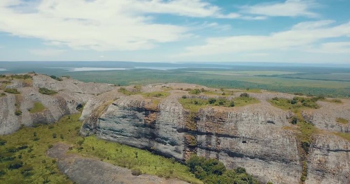 Aerial shot of Pungo Andongo stones in Malanje, Africa, Angola.