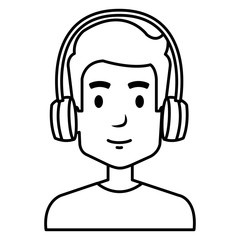 young man with earphones vector illustration design