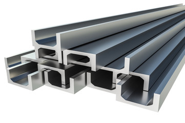 Steel metal profiles in u-bar shape - industry concept © andriano_cz