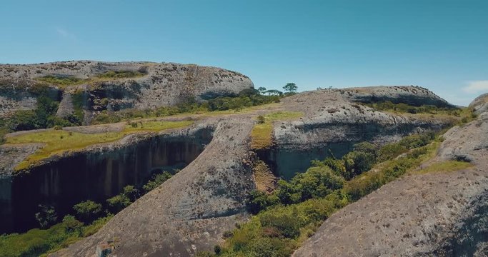 Aerial shot of Pungo Andongo stones in Malanje, Africa, Angola.