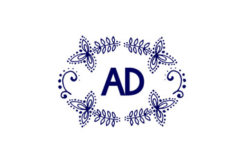 Luxury Letter AD  Logo Design. Simple  Elegant Monogram Vector.