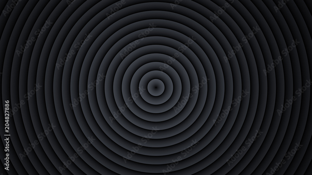 Poster concentric black circles abstract 3d render