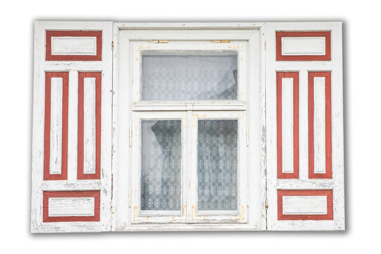 Old antique window isolated on white.