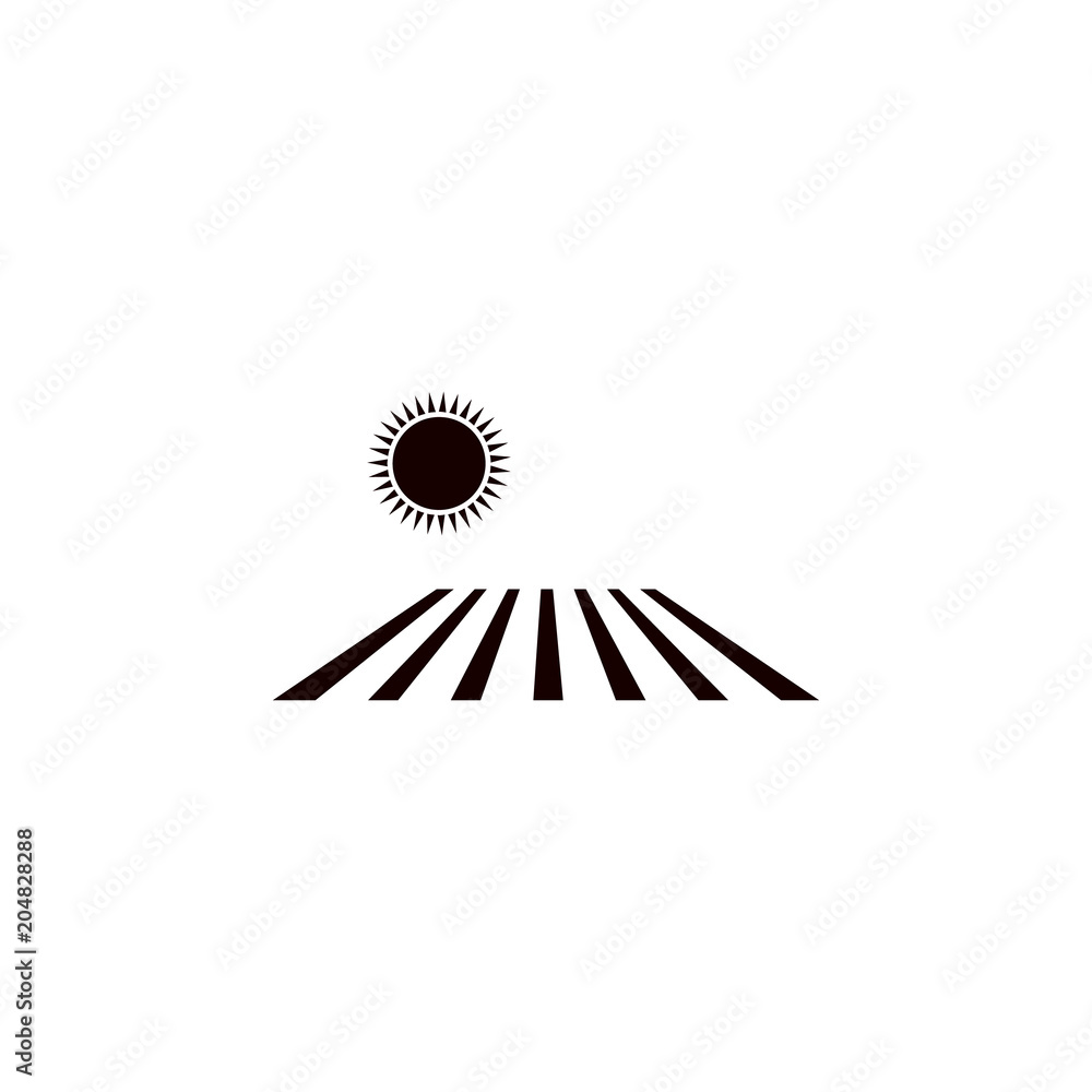 Poster sun and field icon. element of farm for mobile concept and web apps. detailed sun and field icon can