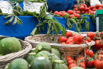open green grocery for vegetable, tomato, loaf lettuce zucchini