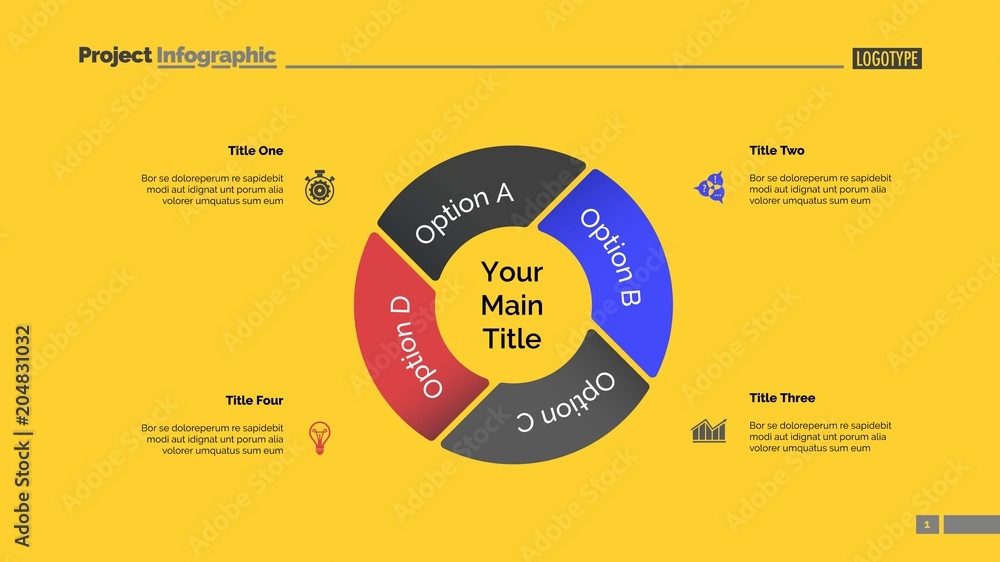 Poster pie chart with four elements template