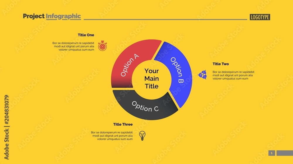 Poster pie chart with three options template