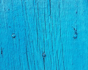 Blue Wood texture. Old shabby painted panels fence background. Old wood planks texture