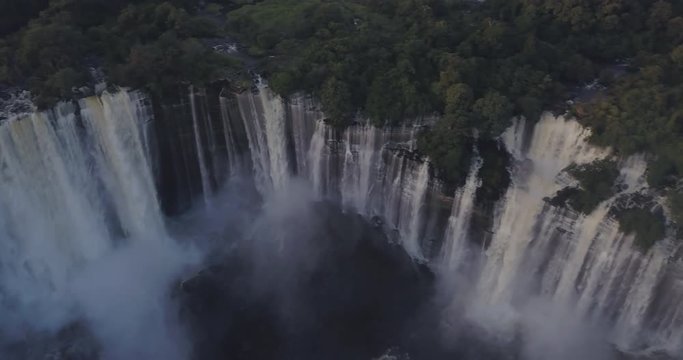 Aerial footage of beautiful Calandula waterfalls, Malanje, Angola.