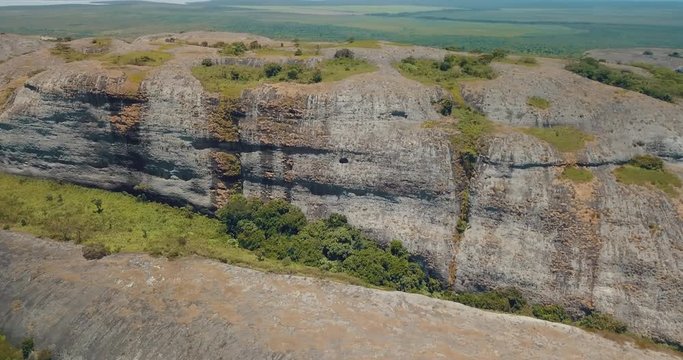 Aerial shot of Pungo Andongo stones in Malanje, Africa, Angola.