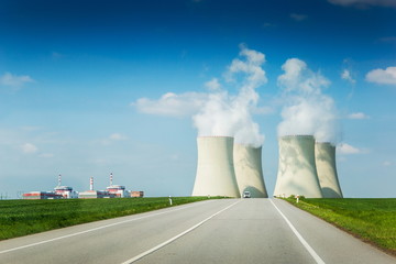 Road to nuclear power plant in Czech Republic. Europe.