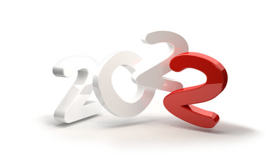 2022 white red symbol 3d rendering