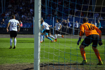goalkeeper behind the net of the gate