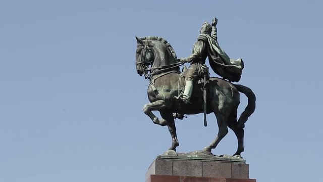 Bronze Horseman Sculpture in Buenos Aires (Argentina). Zoom In.