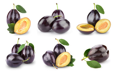 plums isolated on white