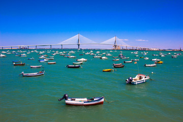 New bridge. Sunny day and view of the Cadiz bridge. Andalusia, Spain. Picture taken – 6 may 2018. © Ekaterina