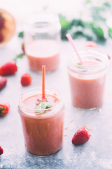 Healthy smoothie with strawberries