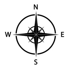 Compass icon. Black silhouette. Vector illustration