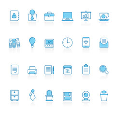 Line with blue background  Business and office icons - vector icon set