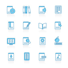 Line with blue background  book, Library and education icons - vector icon set 