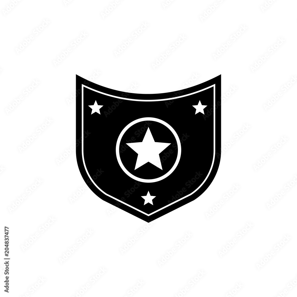 Poster star in the shield icon. element of military for mobile concept and web apps. detailed star in the s