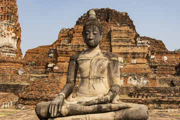 Close-up of white buddha in Ayutthaya. Thailand.