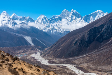 Kangtega and Thamserku mountain range, Everest base camp trek, Himalayas, Nepal