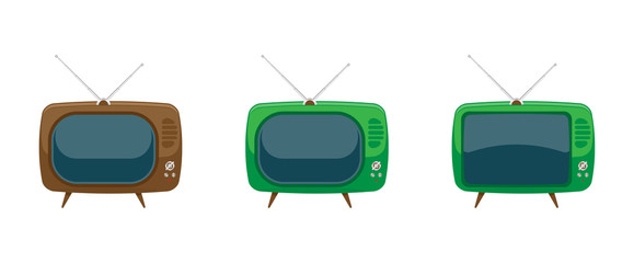 Set Old TV. Flat vector illustration EPS10