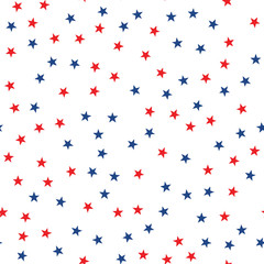 Fototapeta na wymiar Seamless pattern with red and blue stars. Vector.
