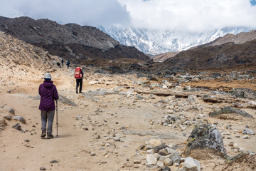 Way to Everest base camp, from Tukla pass to Lobuche, Himalayas, Nepal